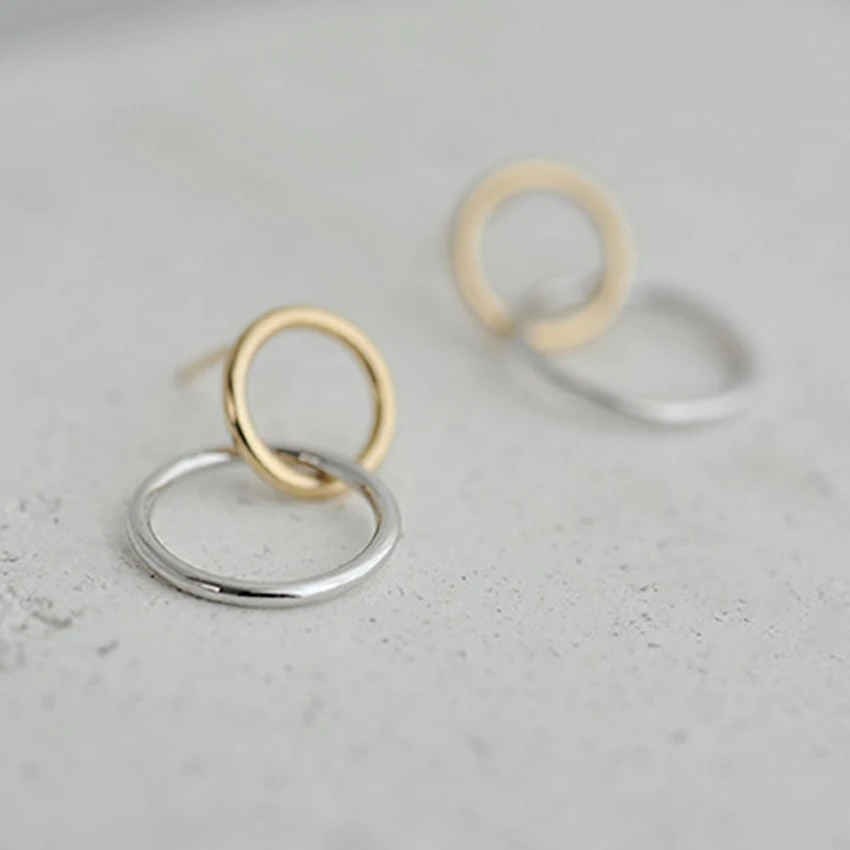 Kinitial/1 пара простые двойные круглые серьги-гвоздики для женщин стильные