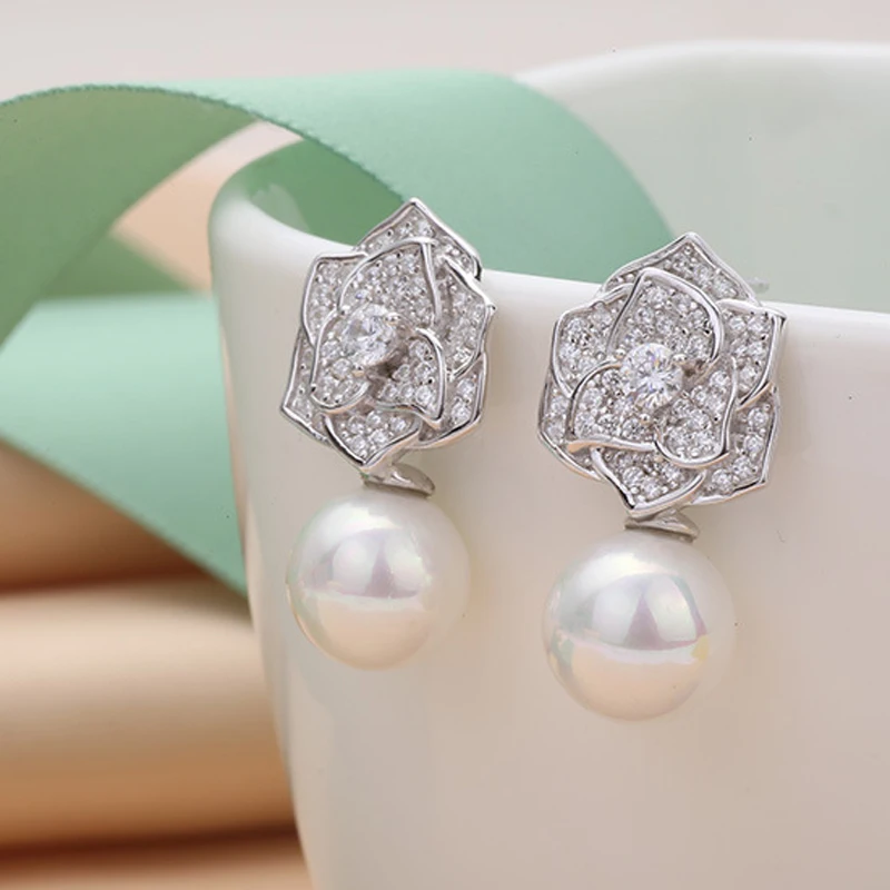 Серьги гвоздики женские из серебра 925 пробы с пресноводным жемчугом|silver stud