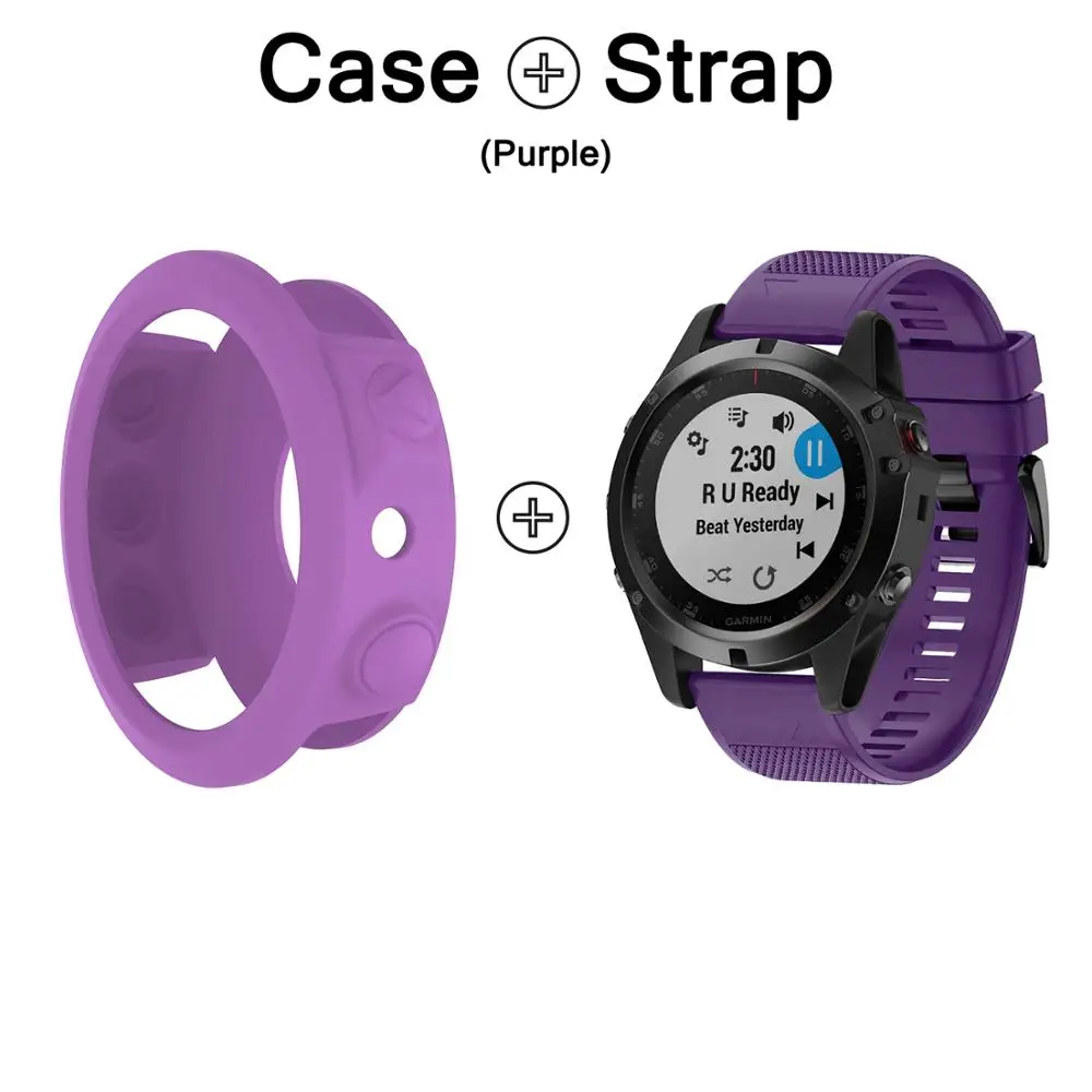 Ремешок на запястье 2 в 1 для Garmin Fenix 5 чехол силиконовый ремешок наручных часов