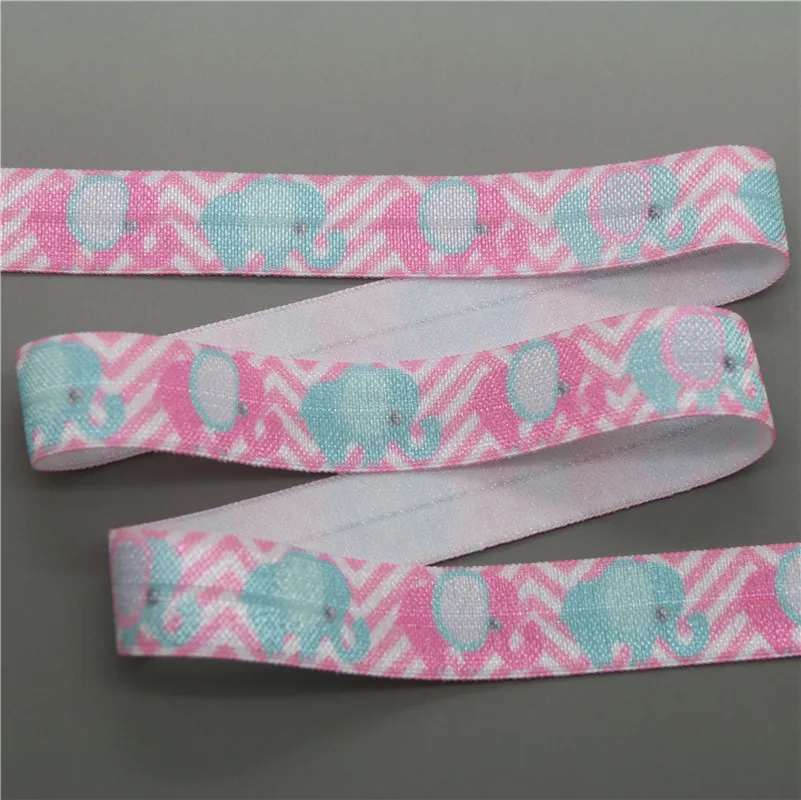 DHK 5/8'' 10yards elephant tropical leaf printed Fold Elastic FOE stretch ribbon hairbow headwear headband DIY Wholesale B1702 | Дом и