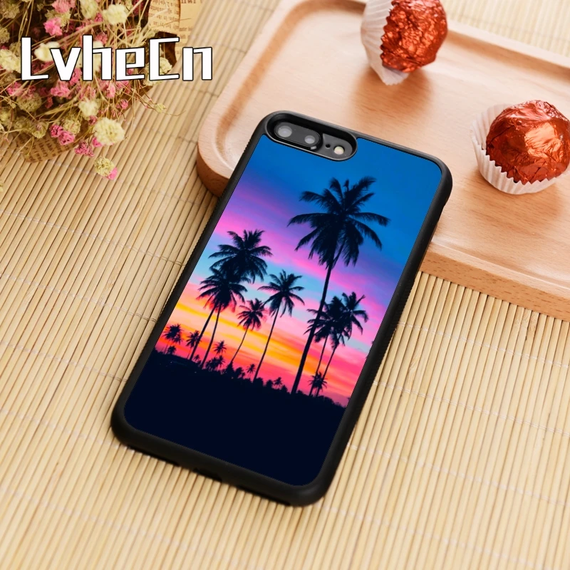 LvheCn Palm Tree Sunset Summer Printed fashion Phone Case For iPhone 11 Pro X XR XS MAX 5 6 6s 7 8 Plus samsung s7 s8 s9 s10 |
