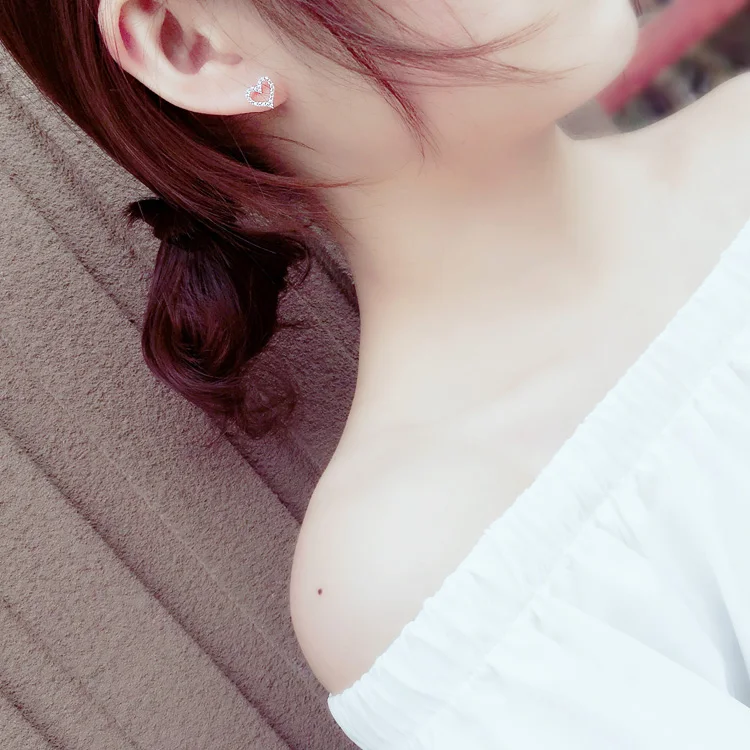 Модные кристаллами от swarovski сердце любовь Серьги Камни изделия из розового