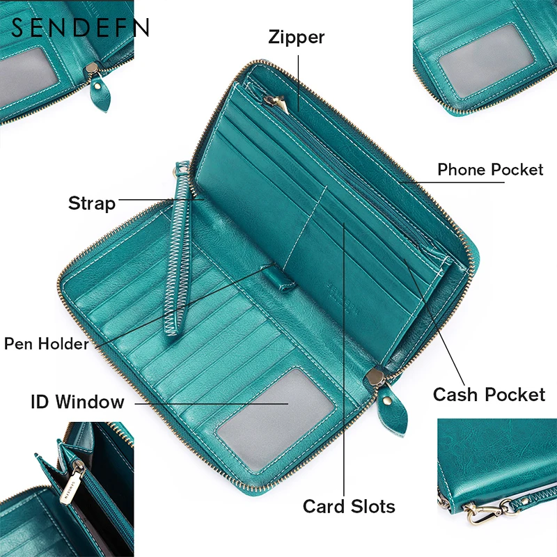 Sendefn новые кошельки для телефона женские кожаный брендовый Ретро Дамский