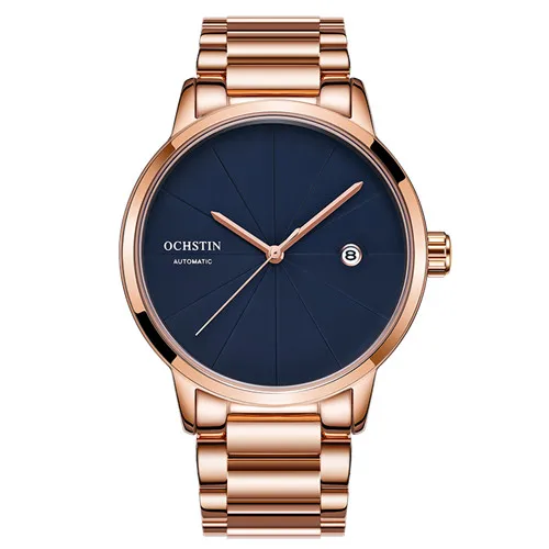 Rose Gold Black Роскошные мужские механические часы от топ бренда OCHSTIN, розовое золото, полностью стальной браслет, платья, автоматические спортивные часы horloges mannen - Цвет: Rose Gold Black