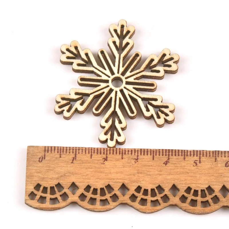 10 шт. 45 мм смешанный Рождественский узор Снежинка подвеска деревянные украшения