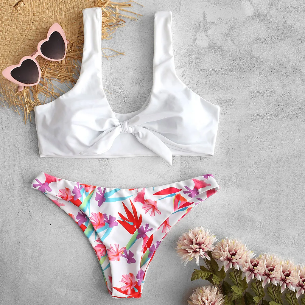 Женский купальник с чашками пуш-ап бюстгальтер пляжный комплект бикини пляжная