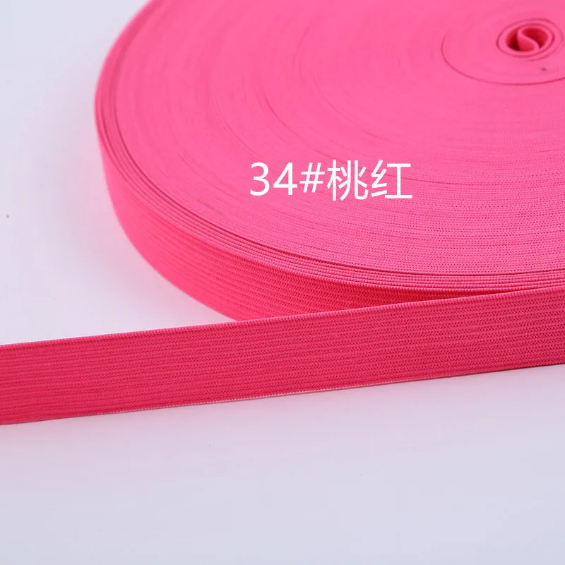 34 dark pink Красочные эластичные ленты 25 мм 1 метр полиэфирная лента 2,5 см тесьма швейная кружевная отделка талии DIY сумки брюки аксессуары для одежды - Цвет: 34 dark pink
