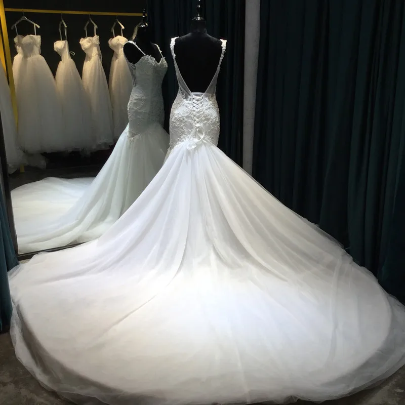 Vestido De Noiva кружева Свадебные платья Русалочки 2018 Милая рукавов спинки развертки