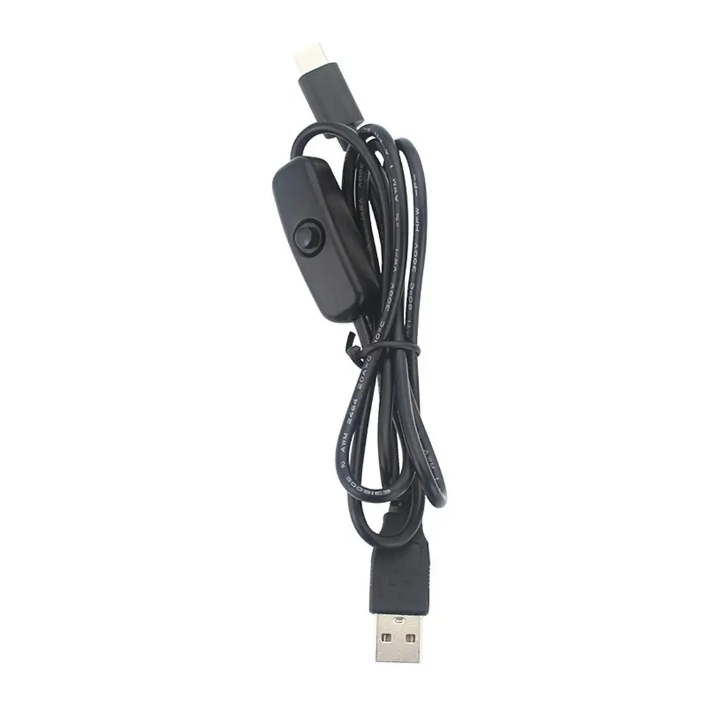 Power Adapter Cable 5V 3A USB to Type-C Power Supply Cord with ON Off Button for Raspberry Pi 4