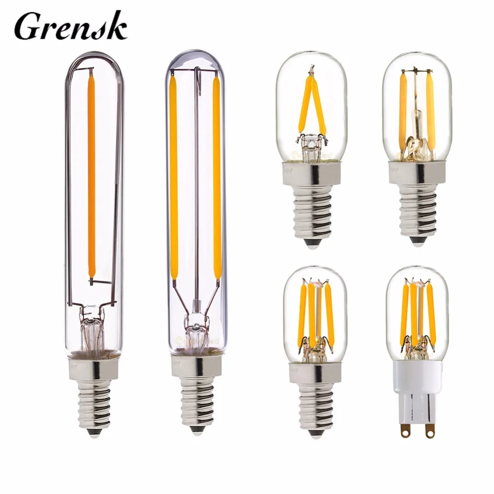 Светодиодная лампочка с нитью накаливания Grensk T20 G9 LED 1 Вт 2 E12 E14 110 В 220 в теплый 2200K