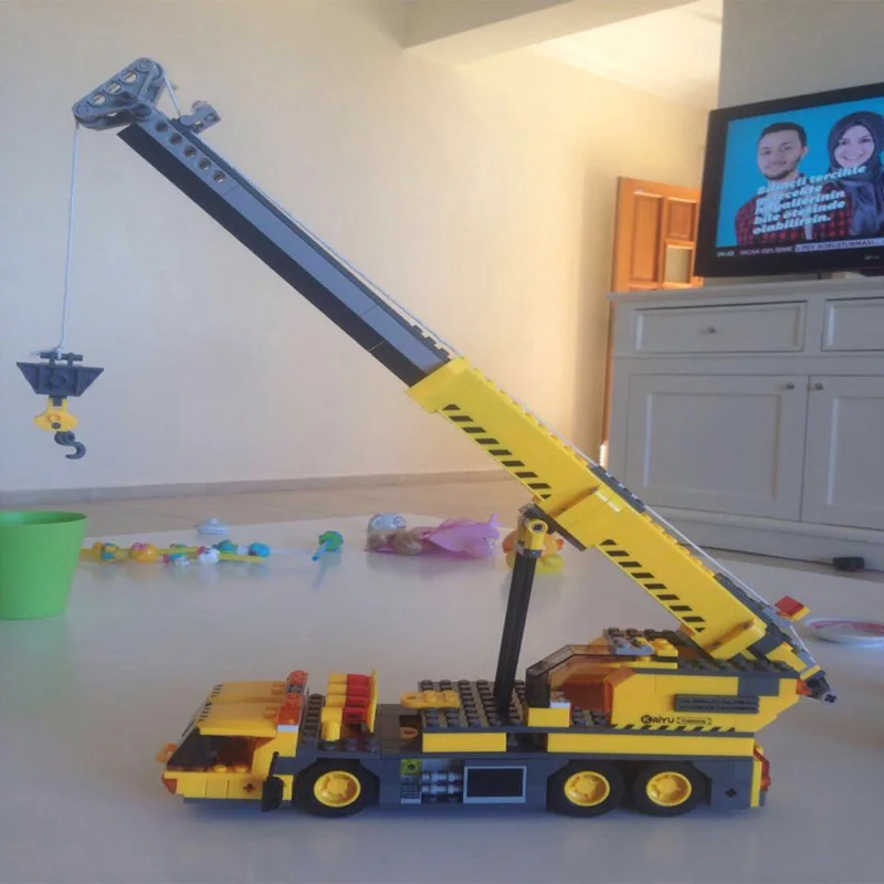 380 + шт Строительные блоки серии City 3D модель крана Сборка DIY кирпичи строительные