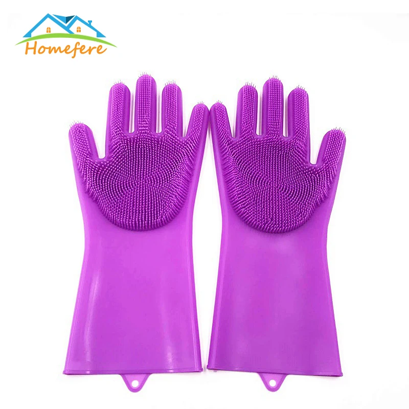 

Homefere силиконовые чистящие перчатки волшебные силиконовые моющиеся перчатки для посуды для бытовой силиконовый резиновый моющиеся перчатк...