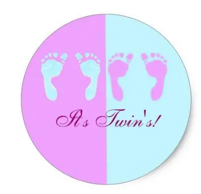 

1.5inch Baby Footprints (Girl Boy Twins) Classic Round Sticker