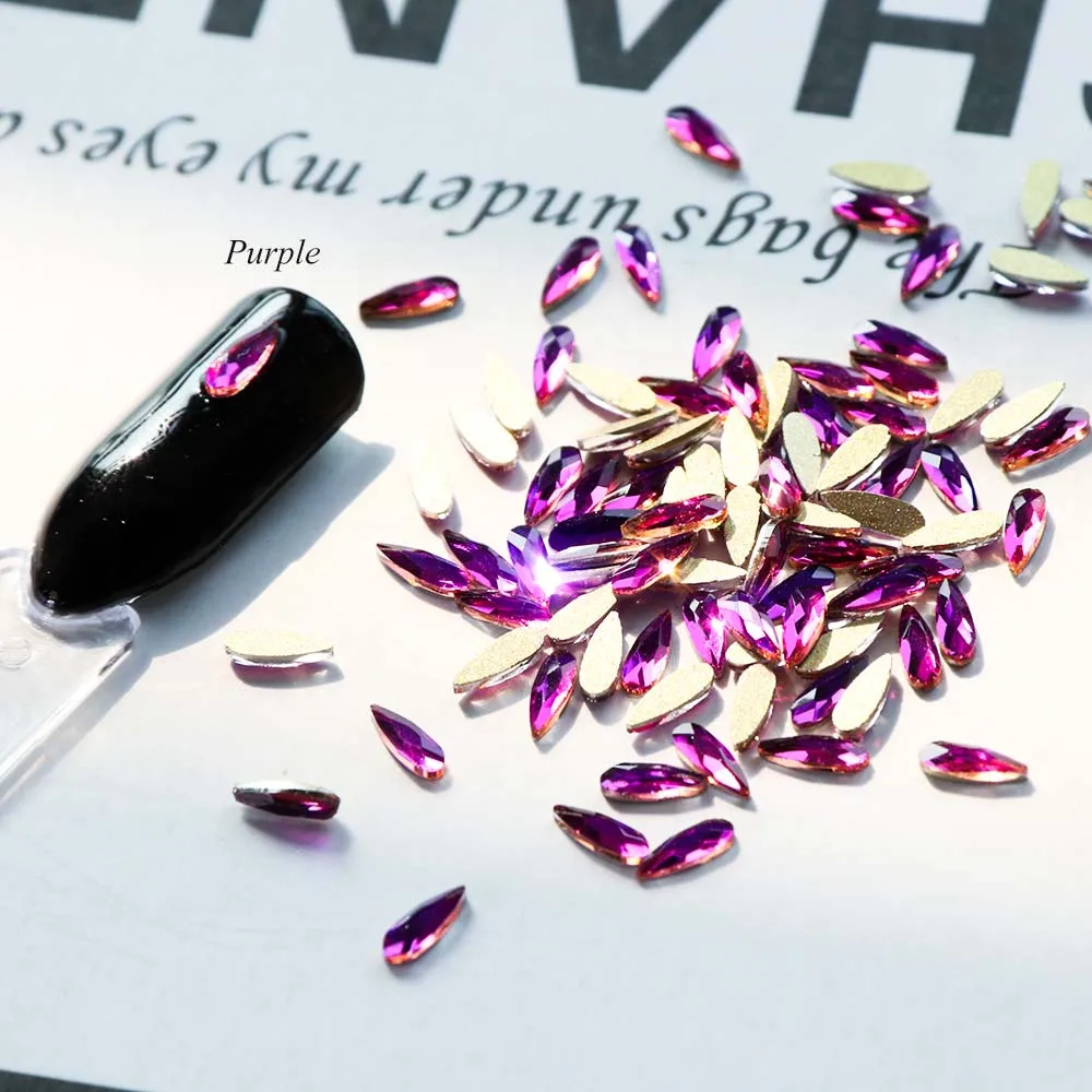 Purple 10 шт Блестящий Кристалл капли воды Дизайн ногтей Стразы для страз 3D очаровательный камень плоская задняя часть ювелирные изделия Маникюр украшения для ногтей Совет CH1007 - Цвет: Purple