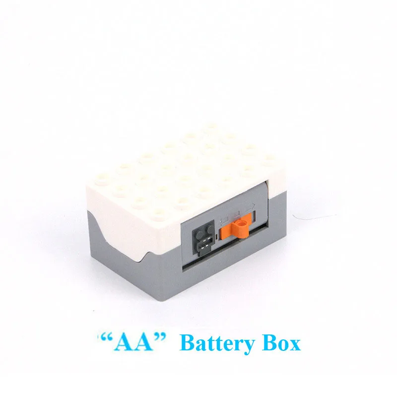 AA Battery Box Строительный блок, четыре оси, большой двигатель, пульт дистанционного управления, подходит для Technic Duploe 9656, Электрический обучающий, сделай сам, помощь, игрушки, подарки - Цвет: AA Battery Box