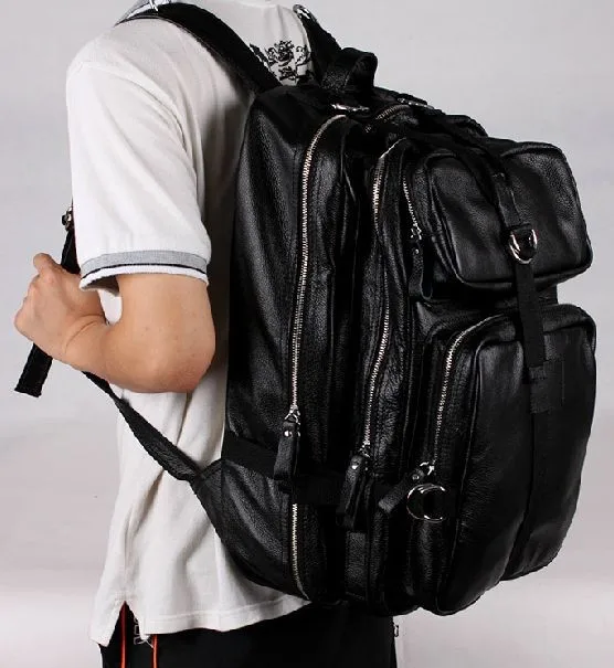 

Fashion Real Leather Backpack Men Backpack women Genuine Leather Backpack Rucksack big Travel Bag Luggage bag black brown M152