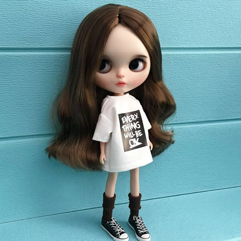 

1PCS Casual Long T-shirt Fashion Stripe Long Sleeve T-shirt for blyth azone below 30cm dolls accessories clothes for dolls