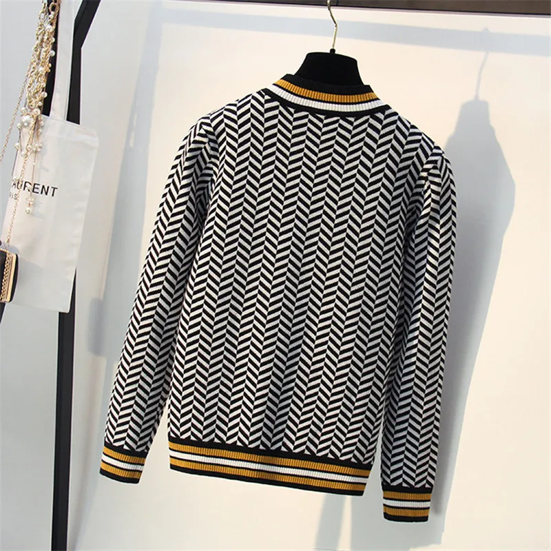 2019 New Harajuku Women Sweaters Spring Retro Plaid Long Sleeve Knitted Sweater Female Casual Pullovers Jumpers C-246 | Женская одежда