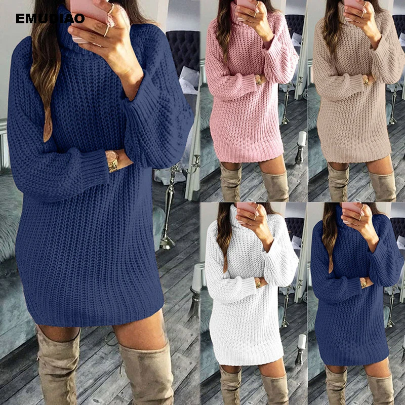 Casual Turtleneck Sweater Women Long Sleeve Solid Knitted Pullovers 2019 Autumn Winter Streetwear Vestidos Pull Femme Jumper | Женская