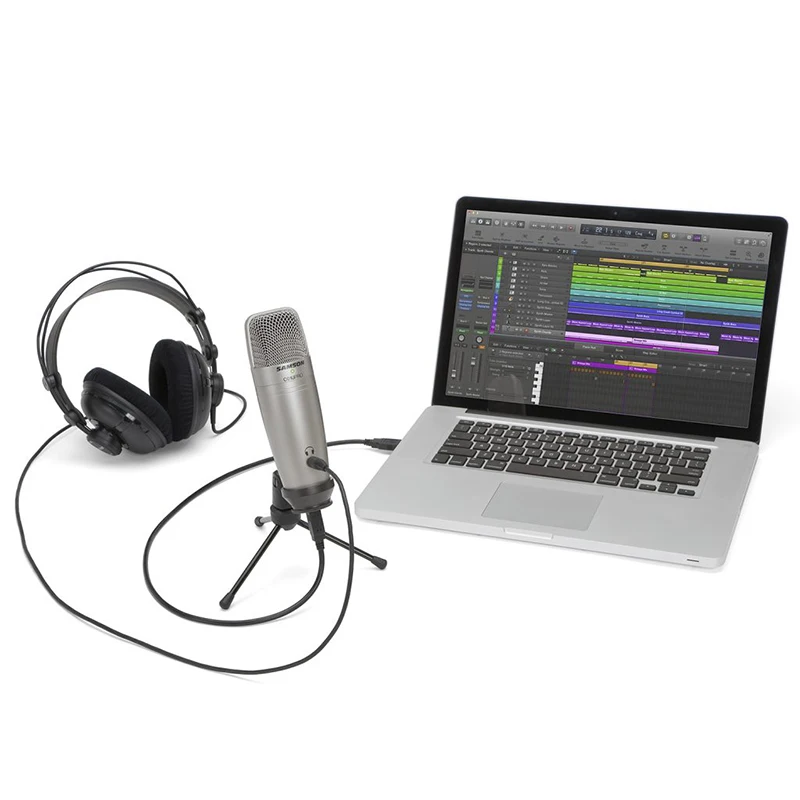 Samson C01U Pro с поп-фильтром USB Студийный конденсаторный микрофон мониторинг в реальном времени Большой мембранный конденсаторный микрофон