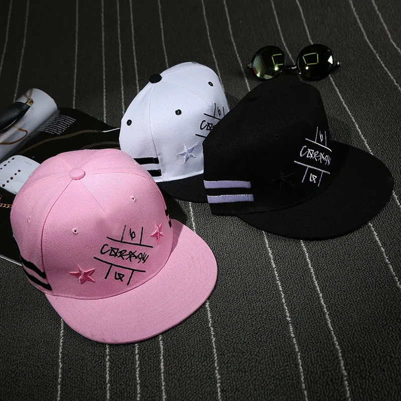 Черная Звезда вышивка хип хоп кепки для женщин мужчин мальчиков Snapback шапки весна