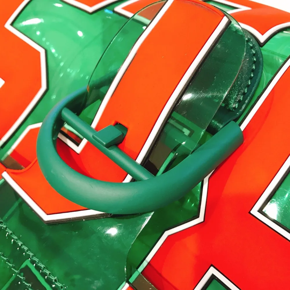 Женская прозрачная сумка с 3d надписью модная зеленая Пляжная пряжкой железная