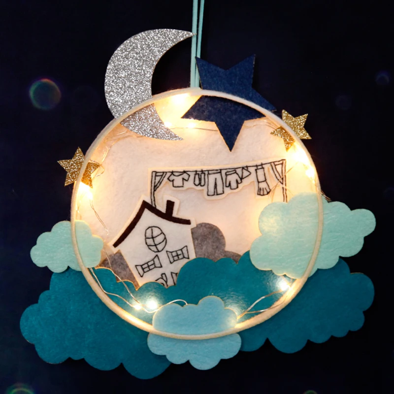 Войлочная ткань из нетканого войлока полуобработанная сделай сам Moon cat cloud house craft