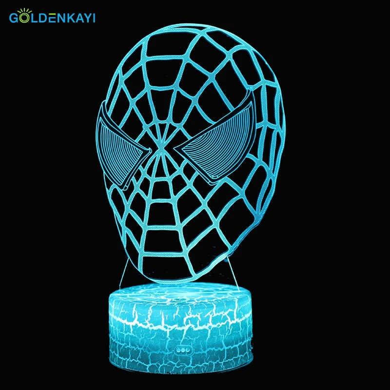 3D маска Человека паука Светодиодные ночные светильники атмосфера настольная