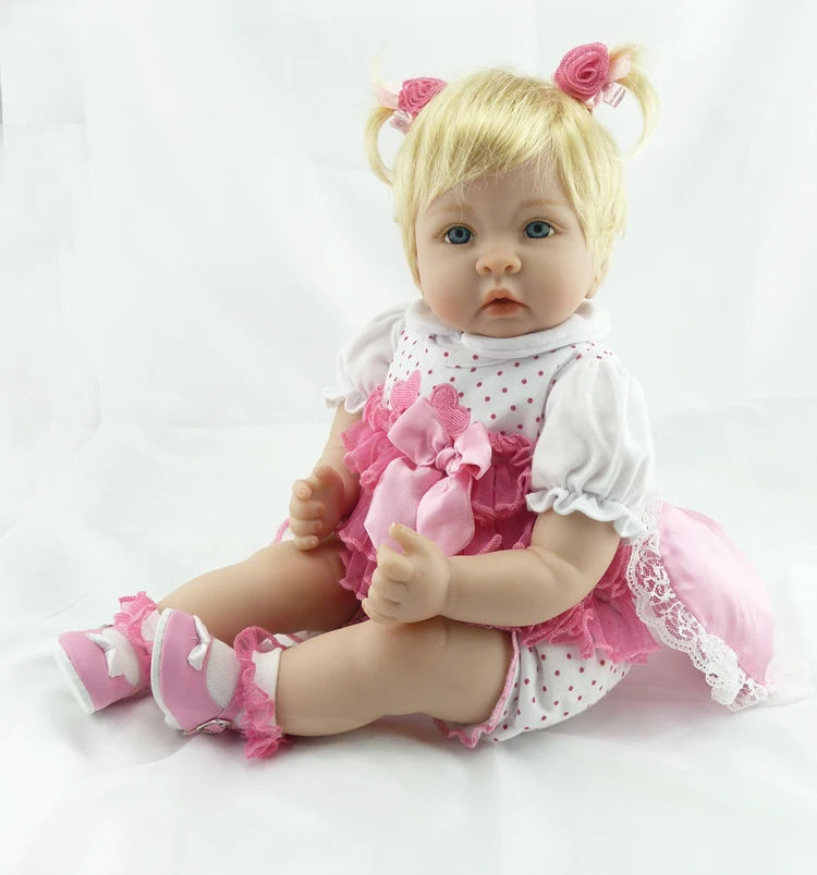 

Кукла реборн силиконовая 22 дюйма 55 см, виниловая девочка-кукла светлые волосы, мягкая ткань, живое тело, подарок на Рождество для детей