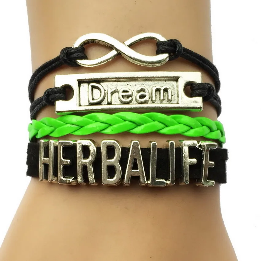 Браслет с надписью herbalife ручной работы кожаный обертывание продвижение подарок компании Lover - Окраска металла: 2