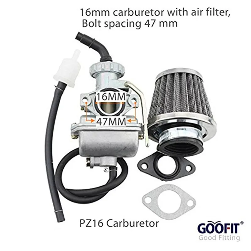 Карбюратор GOOFIT 16 мм с воздушным фильтром для квадроцикла 50cc 70cc 90cc Dirty Bike and Go Karting