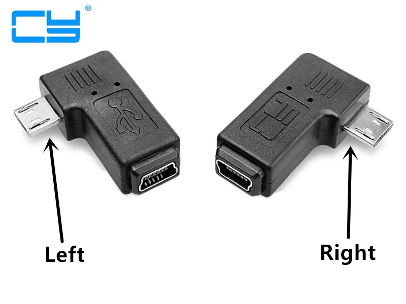 90-градусный левый и правый угловой микро-USB 5pin разъем для штекер синхронизация