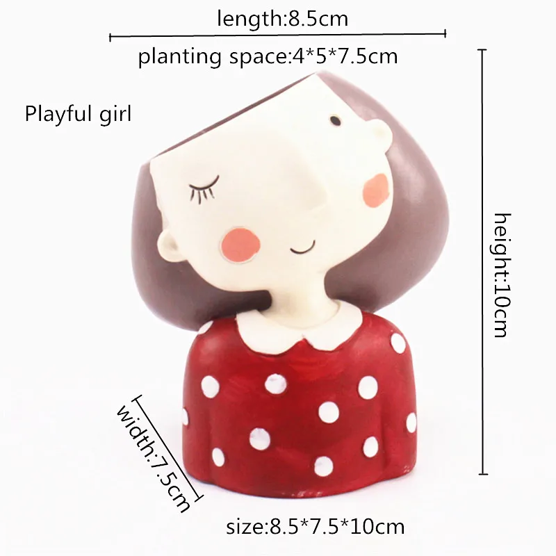 playful girl Креативные модели, искусственные цветы, полимерный цветочный горшок для суккулентных растений, милый мультяшный венок, для девочек, в горшке, для дома, офиса, стола, отеля, украшения - Цвет: playful girl