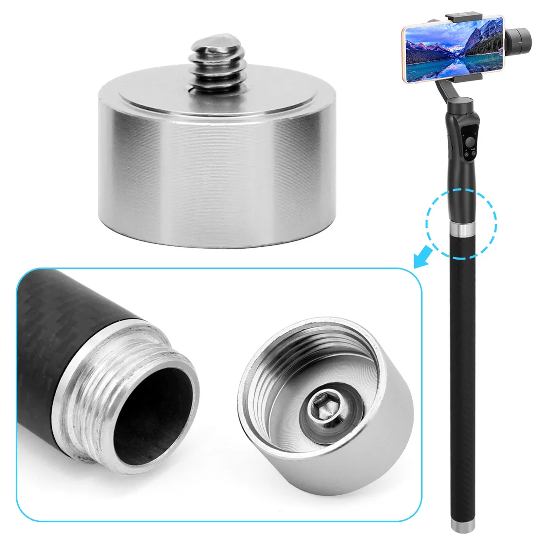 Удлинитель из углеродного волокна переходник для ручного стабилизатора DJI osmo mobile