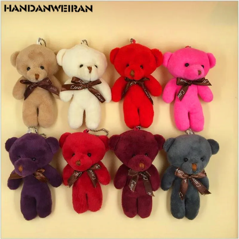 

1PCS Cute bear plush toys stuffed animal doll 12cm mobile phone keyring pendant kawaii anmal toy for girl christmas gift