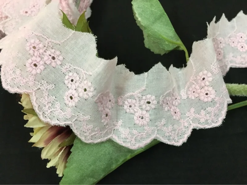 DIY ручной лоскутный светильник из хлопчатобумажной ткани, кружевная ткань с розовой цветочной вышивкой 5 см