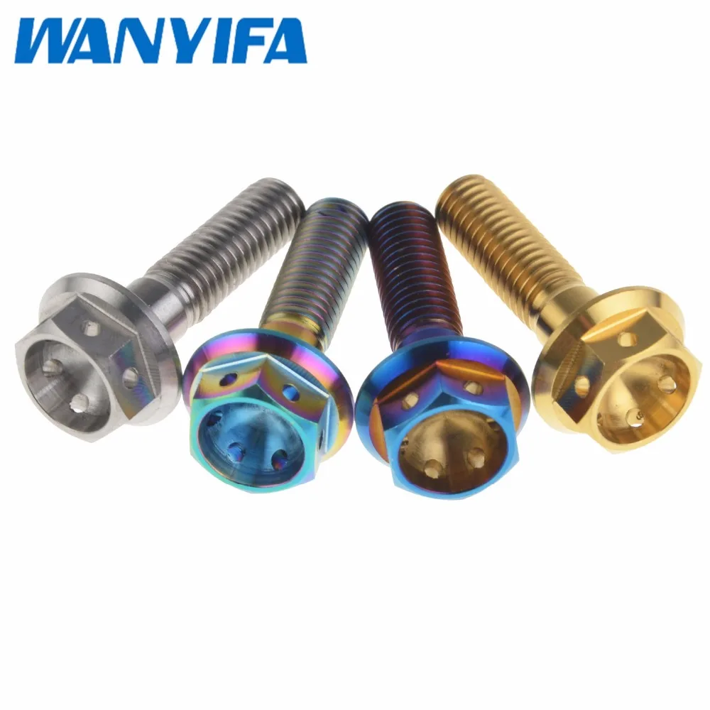 Титановые болты waniifa M8 20 25 30 35 40 45 55 мм с фланцевой головкой, шестигранные винты для мотоцикла