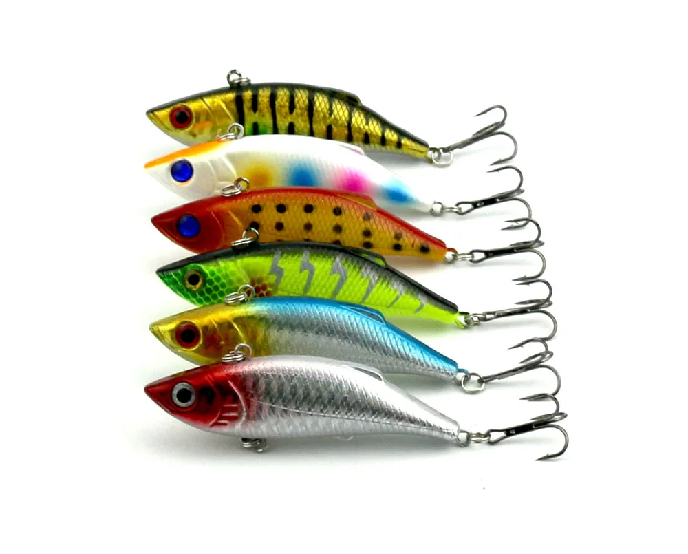 

Big Sale 6pcs Artificial VIB Fishing Bait Hard Plastic Vibration Lure With 6#Hooks 3D Fish Eye Fishing Wobblers 8cm 11.8g