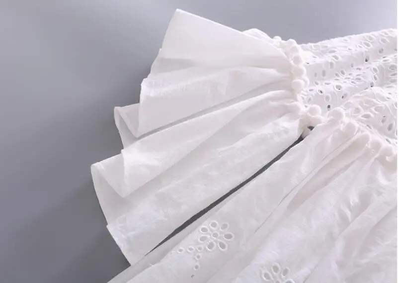Retail Teenage 2019 Children Girls White Hollow Out Summer Dress Princess Fashion Boutique 4-9T | Детская одежда и обувь