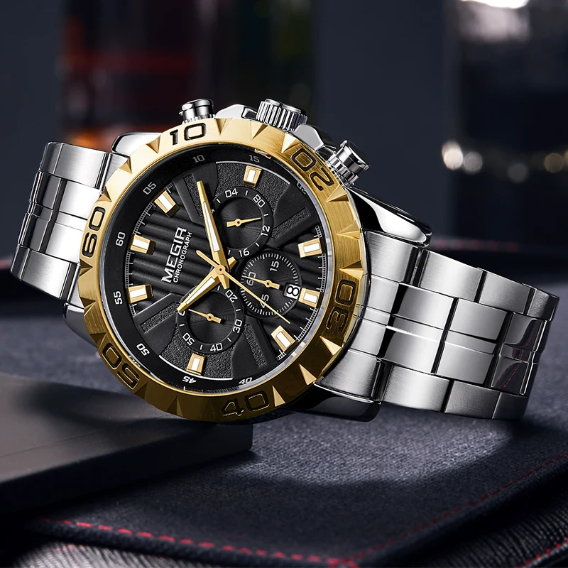 Часы MEGIR мужские наручные брендовые Роскошные спортивные Кварцевые