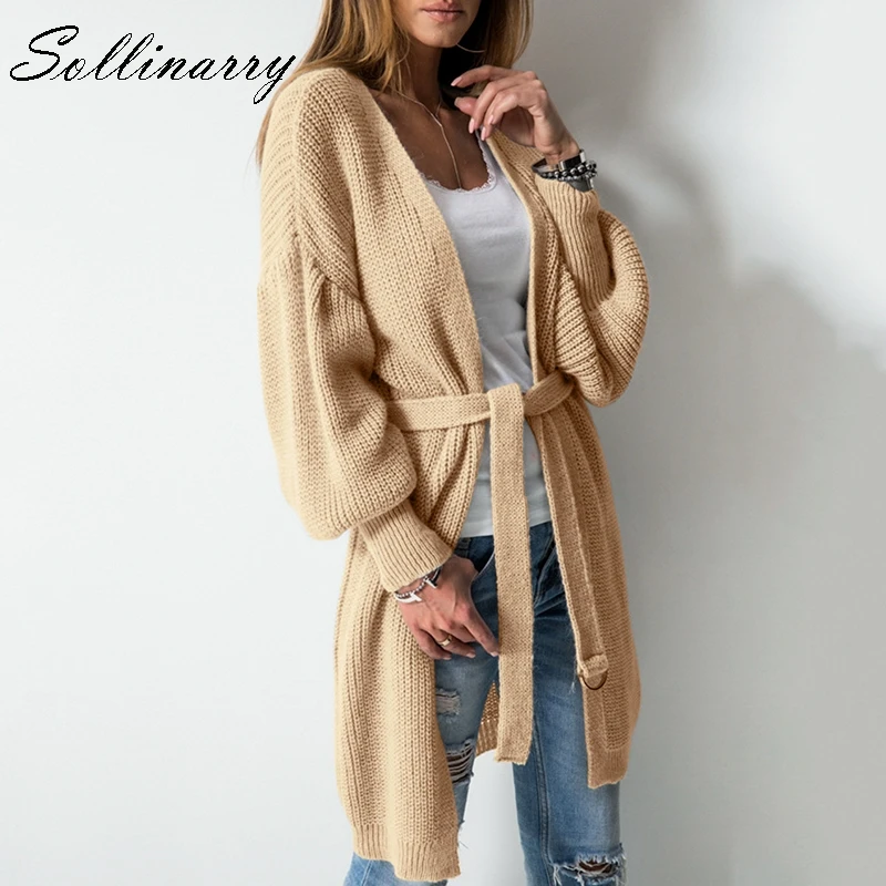 Sollinarry ремень галстук Feminino свитеры для женщин трикотажные прочные кардиганы
