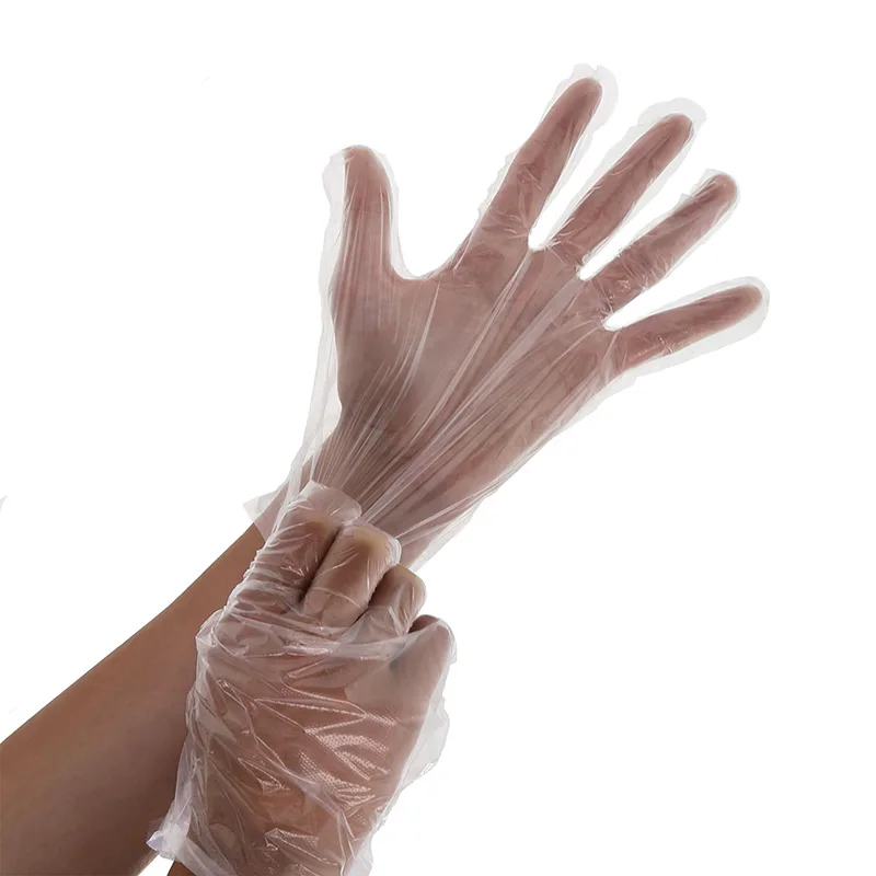 100pcs Plastic Disposable One-off Gloves Restaurant BBQ Transparent Eco-friendly PE Hygiene For Kitchen Accessories | Дом и сад