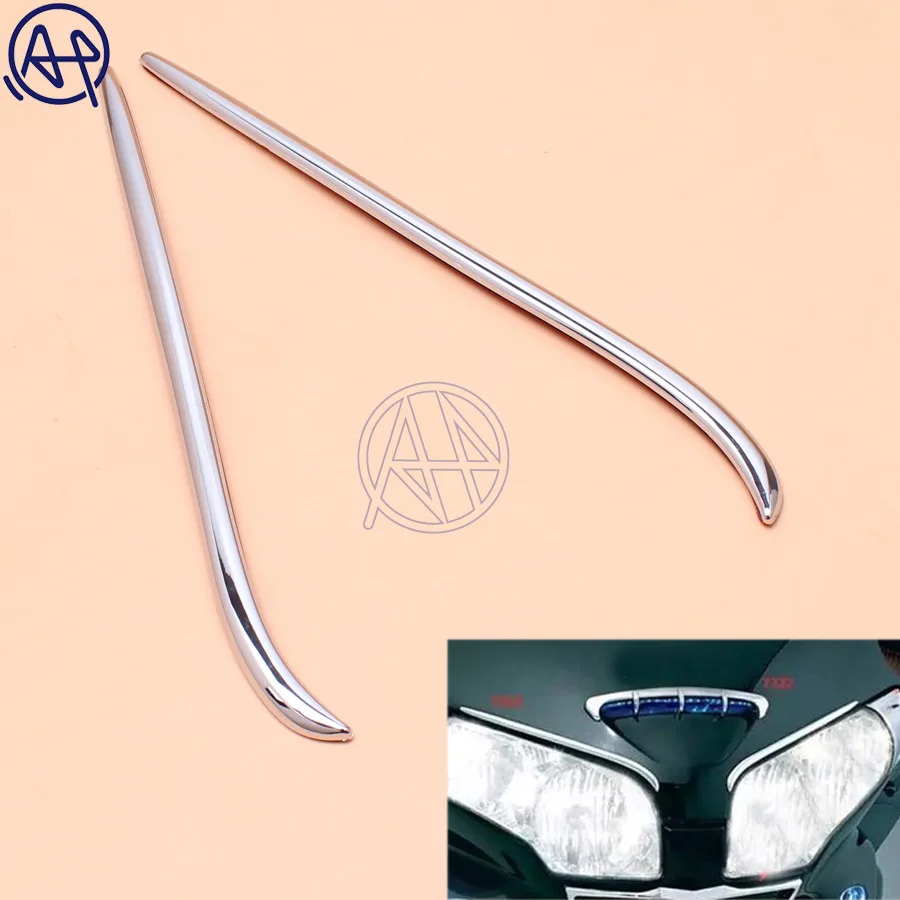 

1pair Chrome Motorcycle Fairing Eyebrows Trim Headlights Edge Decoration case for Honda Gold Wing GL1800 2001-2011