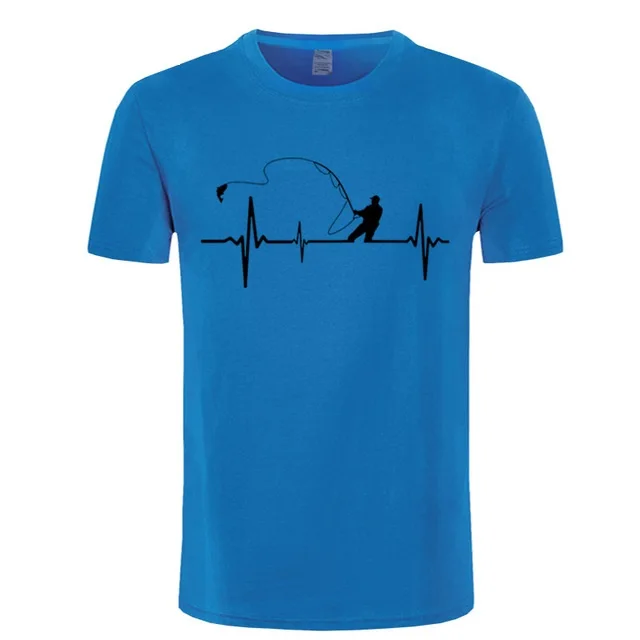 Birthday Gifts For Dad Him Father Fishinger Heartbeat Funny T Shirt Fish Accessories Present Custom T-Shirt Men Fisherman | Мужская