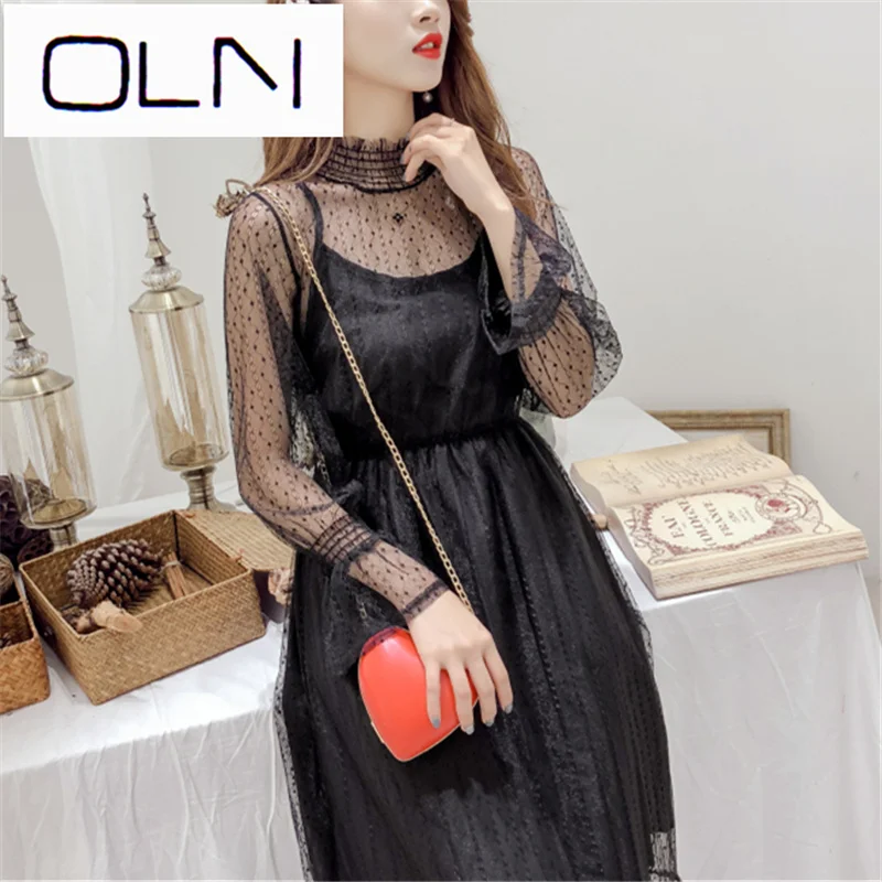 Летнее платье в Корейском стиле Vestidos OLN + слинг Корейская версия комплект из 2