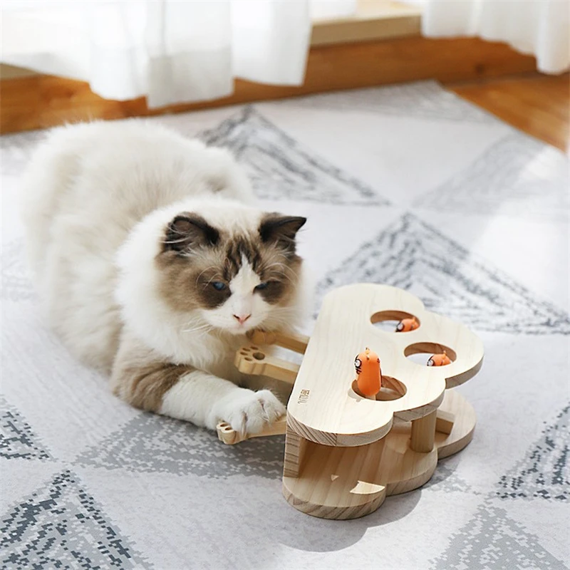 

Забавная игрушка для кошек, мышь, твердый деревянный интерактивный лабиринт, отверстия для хомяков, кошек, укусов, сиденье для домашних живо...