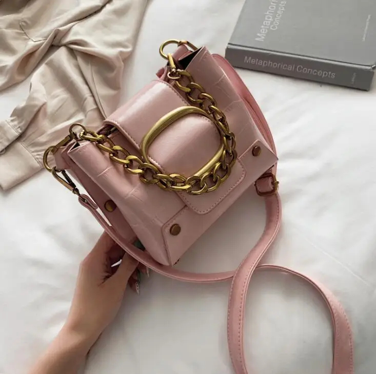 Pink Роскошная женская сумка с крокодиловым узором, модная новинка, женская дизайнерская сумка из искусственной кожи, сумка на плечо с цепочкой, сумка через плечо для женщин - Цвет: Pink