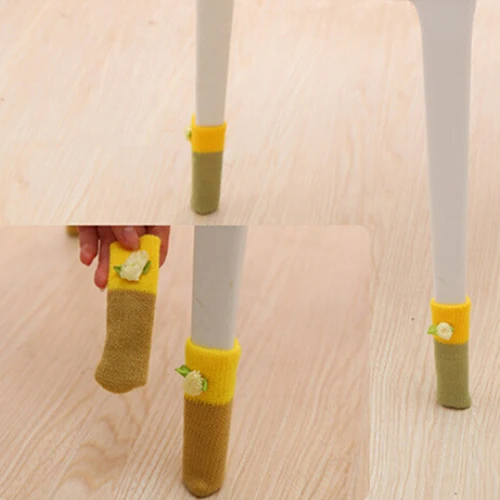 4 шт вязать домашний цветочный протектор пола ног рукав стол стул крышка носки |