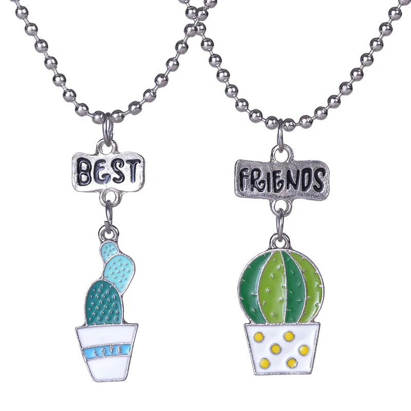 

Cute Potted Plant Simulation BFF 2 Pendant Necklace Resin Best friends Friendship Jewelry Fashion Souvenir Gifts For Kids 2018