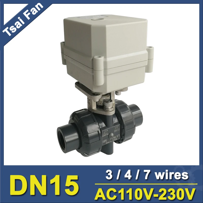DN15 ПВХ приводной клапан TF15-P2-C 3/4/7 Провода BSP/NPT 1/2 '✐ нм ВКЛ/ВЫКЛ 15 сек